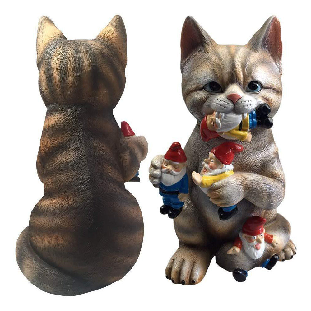 Garden Gnome Cat Statues Eating Gnomes Garden Decor