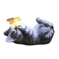 Resin Cat Butterfly Statues Solar Powered Garden Light-Lying Cat