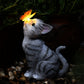 Resin Cat Butterfly Statues Solar Powered Garden Light-Sitting Cat