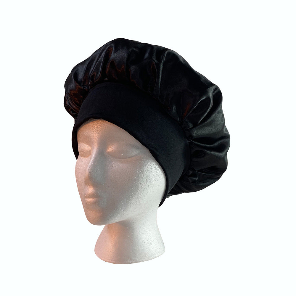 4Pcs Solid Color Women Satin Sleeping Cap Wrap Hair Bonnet Elastic Headwear