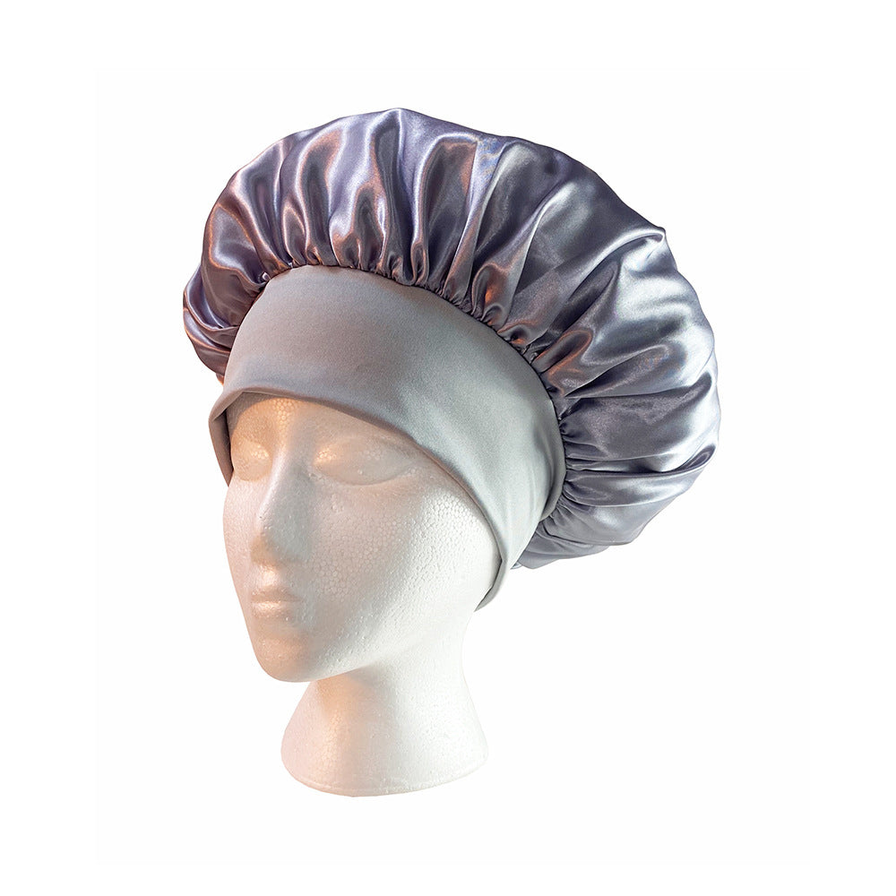 4Pcs Solid Color Women Satin Sleeping Cap Wrap Hair Bonnet Elastic Headwear