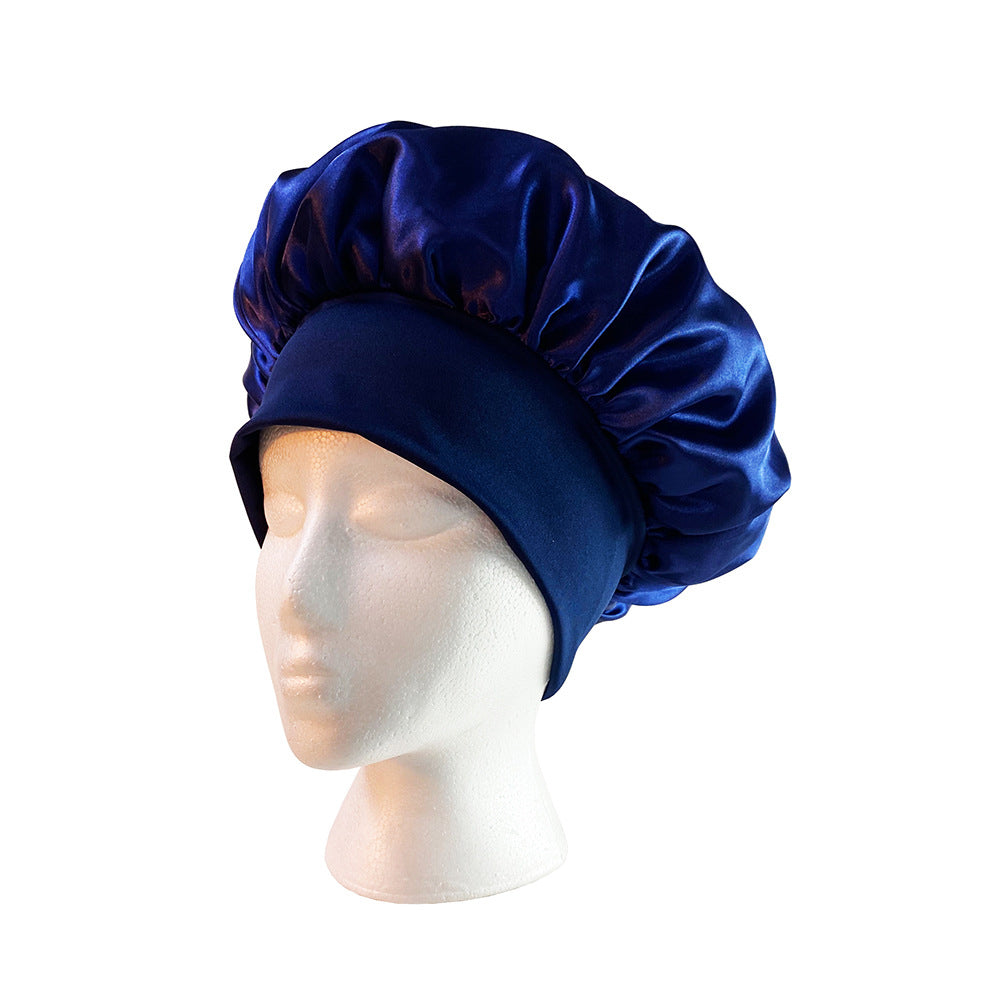 4Pcs Solid Color Women Satin Sleeping Cap Wrap Hair Bonnet Elastic Headwear