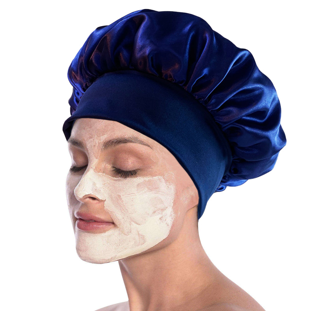 4Pcs Solid Color Women Satin Sleeping Cap Wrap Hair Bonnet Elastic Headwear