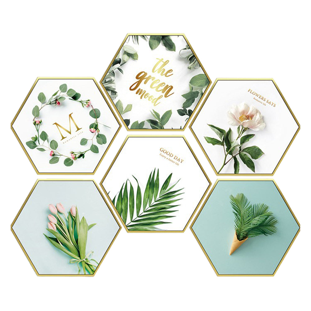 Self-adhesive Removable Green Leaves Plant Wall Sticker Home Decor-Hexagon