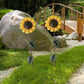 4Pcs Shaking Head Sunflower Garden Statues Metal Yard Stakes Flower Bed Decor