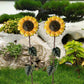 4Pcs Shaking Head Sunflower Garden Statues Metal Yard Stakes Flower Bed Decor