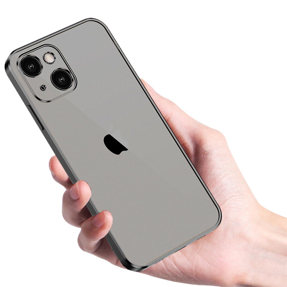 Frosted Phone Case Cover for iPhone 13-Black and Clear