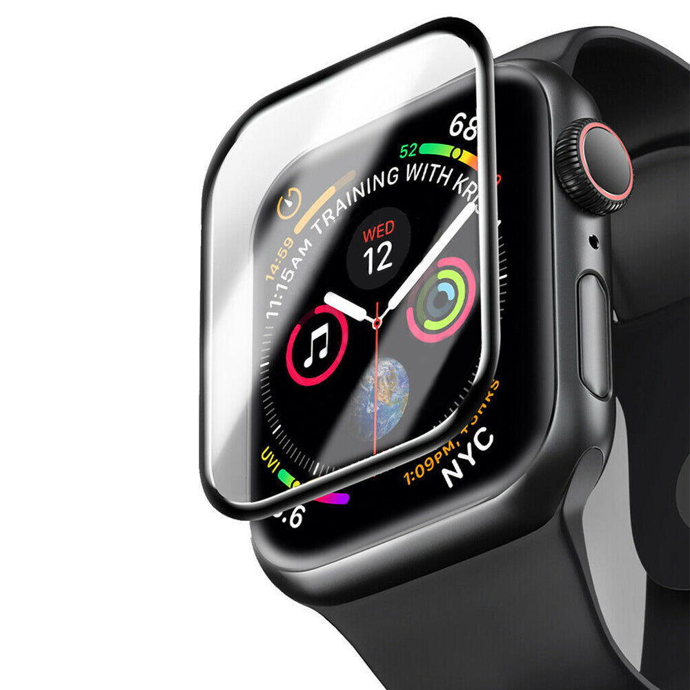 2Pcs Watch Screen Protective Case with 2Pcs Glass Protective Film for Apple Watch 40mm 42mm 44mm