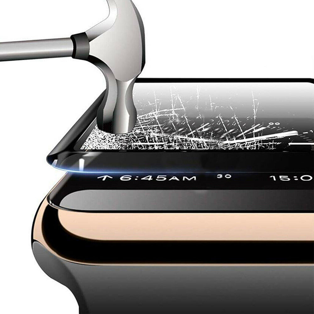 2Pcs Watch Screen Protective Case with 2Pcs Glass Protective Film for Apple Watch 40mm 42mm 44mm