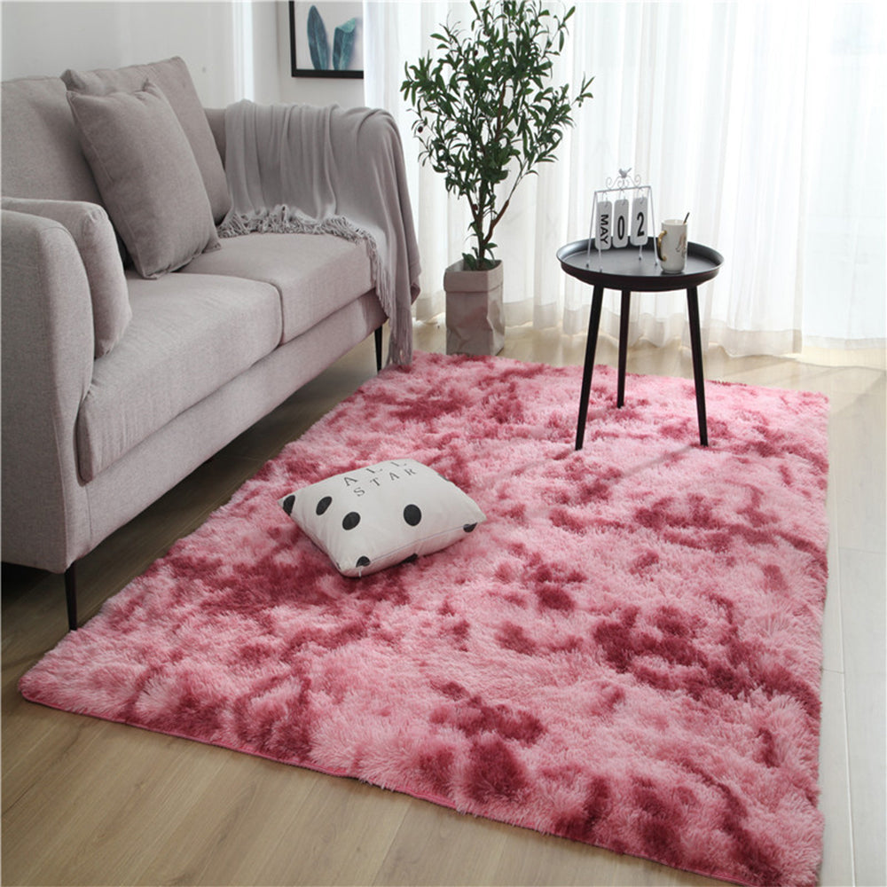 Dye Fluffy Plush Rug Floor Carpet Floor Mat Bedroom Decor Home Decoration-Red