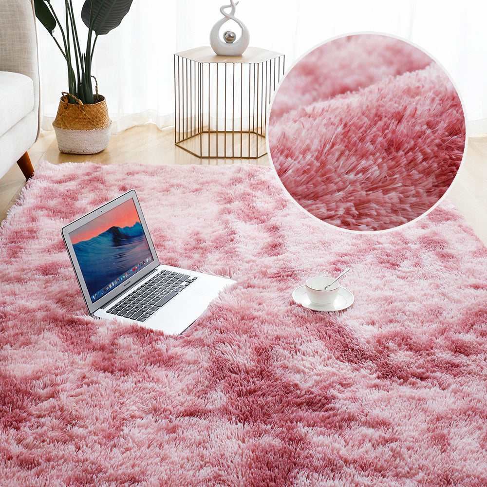 Dye Fluffy Plush Rug Floor Carpet Floor Mat Bedroom Decor Home Decoration-Red