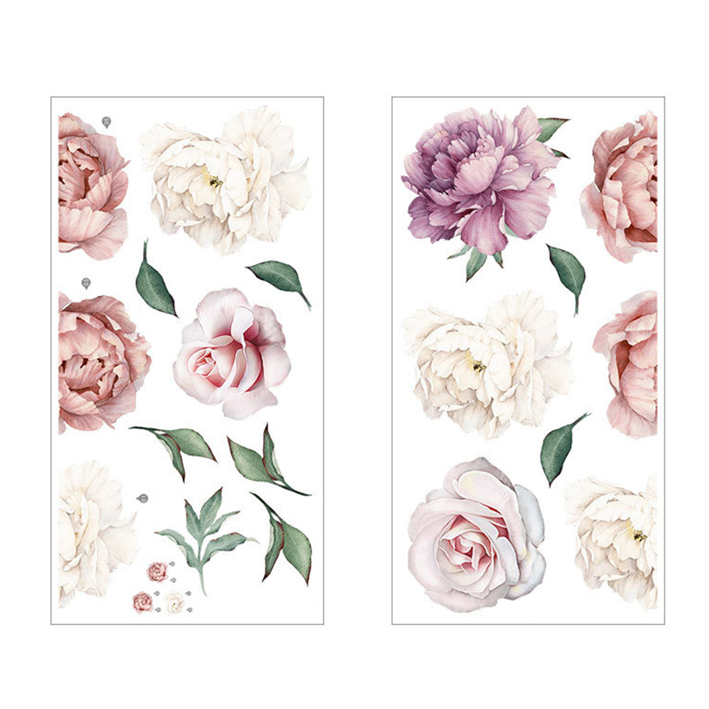 Set of 2 Self Adhesive Peony Flower Wall Sticker Wallpaper Home Decor