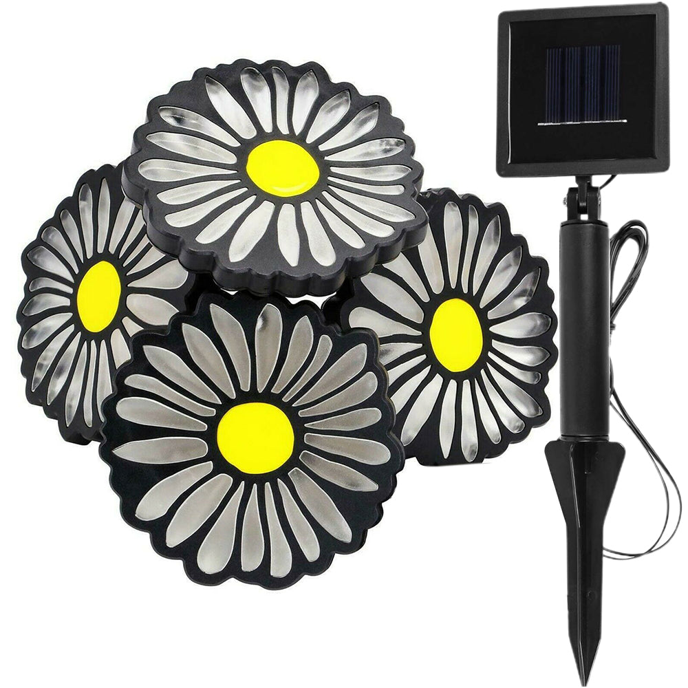 Set of 4Pcs Solar Patio Stake Ground Light-Daisy