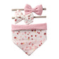 Cotton Kids Feeding Triangle Bandana Drool Bibs Burp Cloths with 2 Headbands
