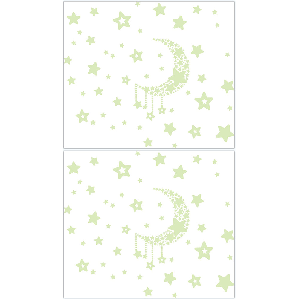 2 Sets Self Adhesive Glow in Dark Moon Star Wall Sticker Wallpaper Home Decor