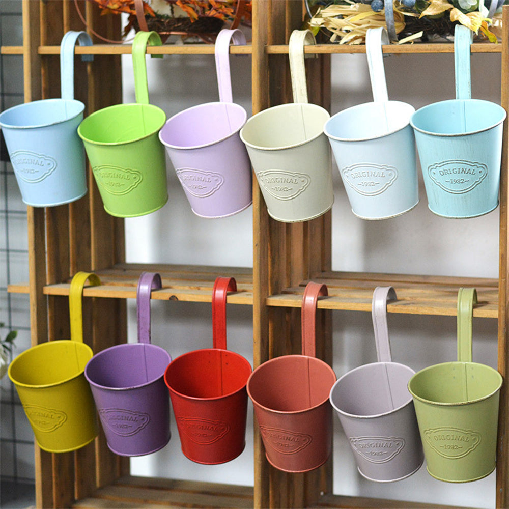 12Pcs Hanging Metal Planter Bucket with Detachable Hooks