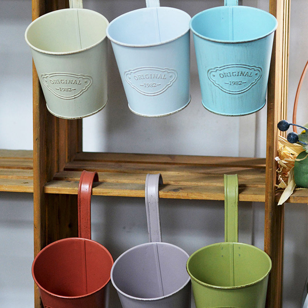 12Pcs Hanging Metal Planter Bucket with Detachable Hooks