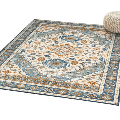 Retro Persian Printed Floor Carpet-Blue and white murals