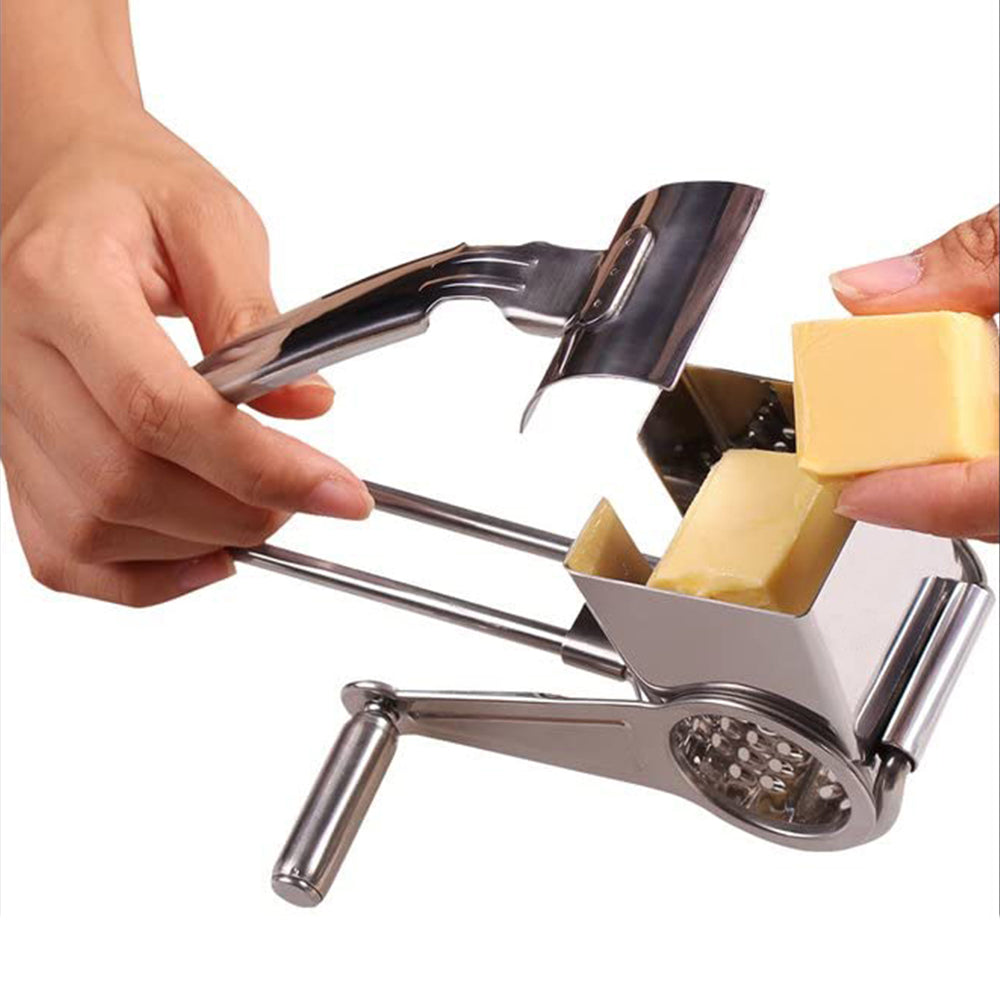 Stainless Steel Rotary Cheese Grater with 4 Rotary Drums