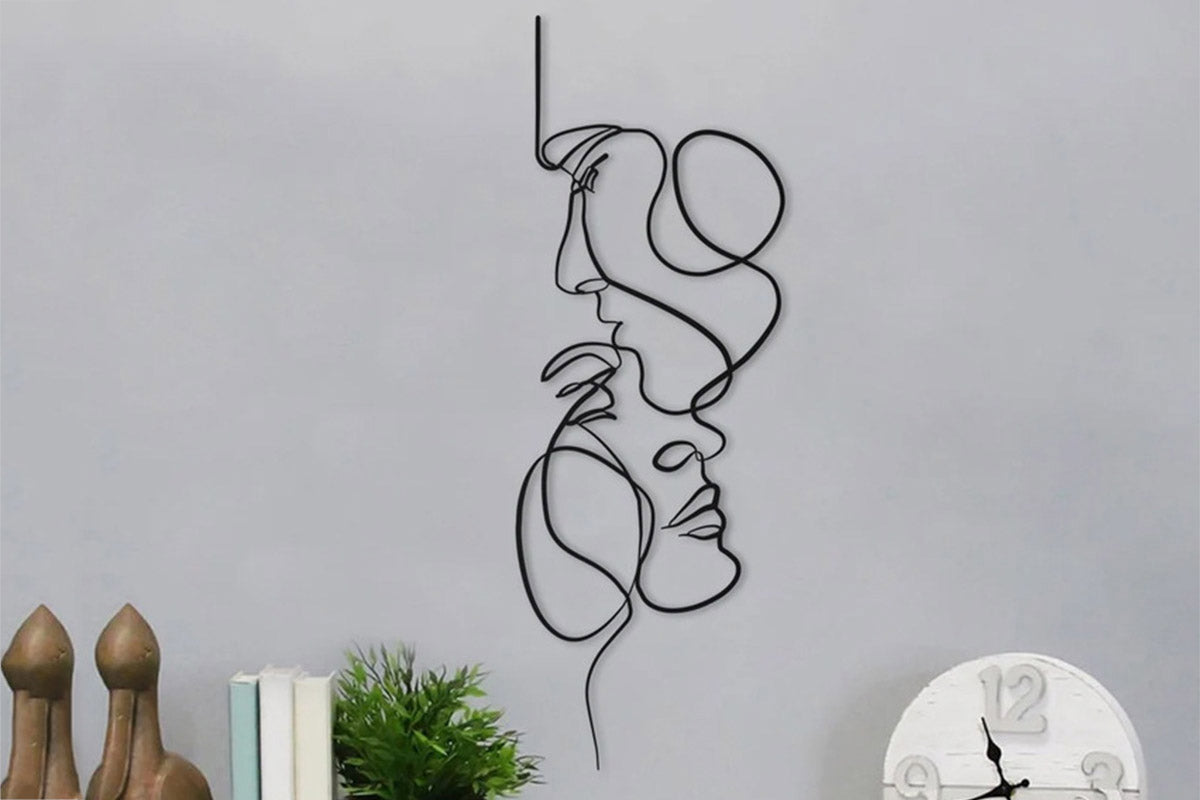 Minimalist Face Line Art Metal Wall Art Decor