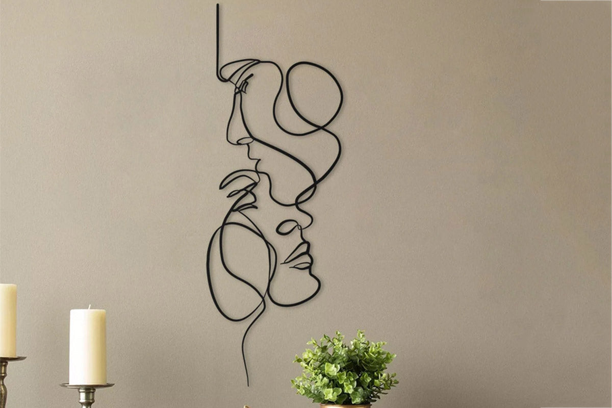 Minimalist Face Line Art Metal Wall Art Decor