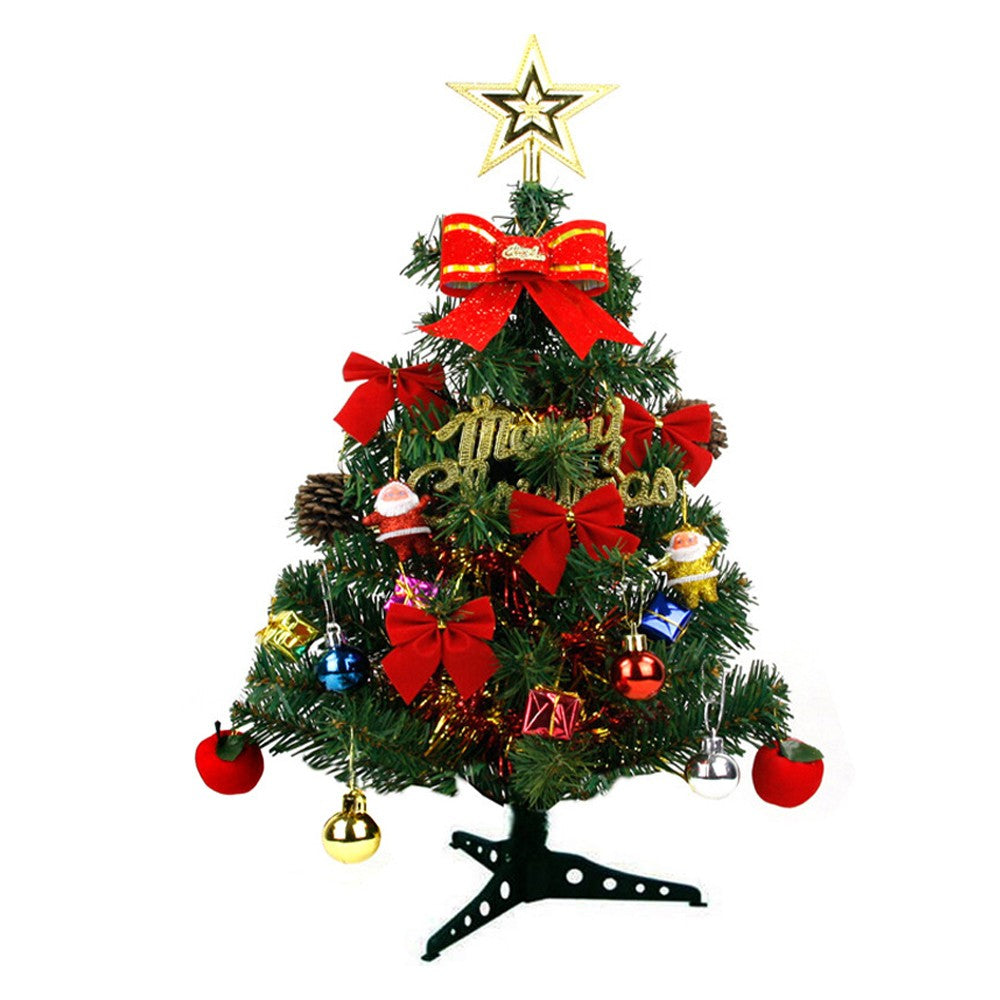 2Pcs 30cm Tabletop Mini Artificial Christmas Tree Ornaments with Lights