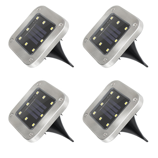 4 Pack Solar Powered LED Square Buried Inground Light Garden Outdoor Deck Path