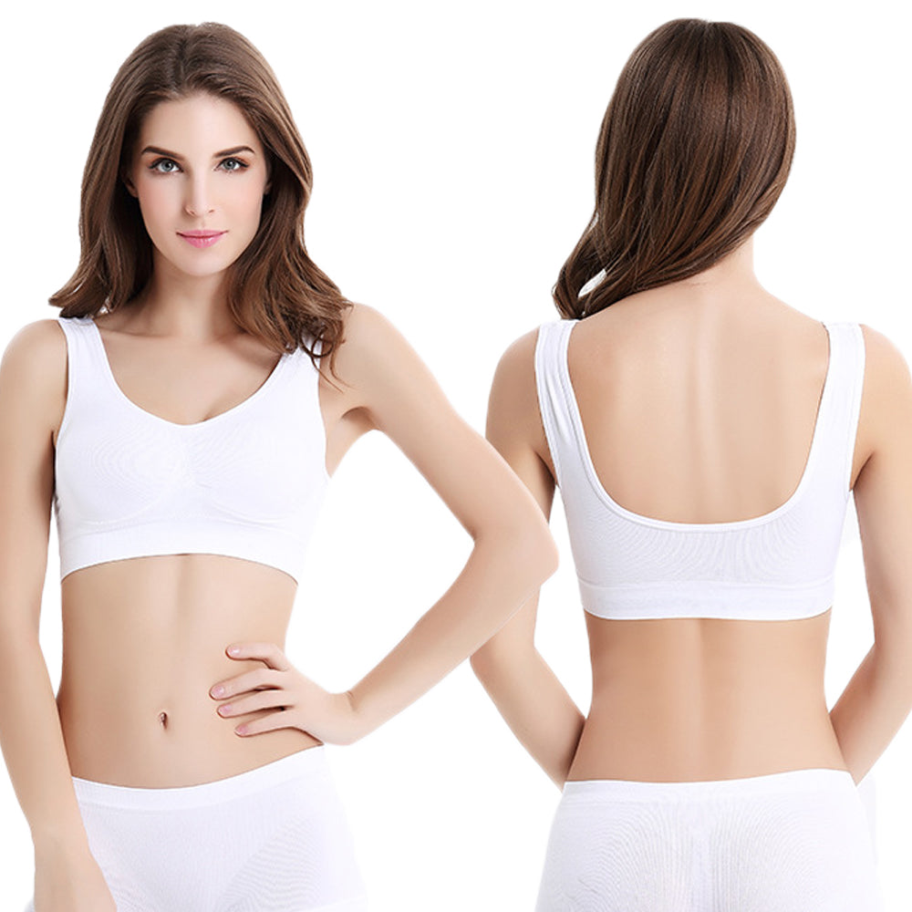 3Pcs Womens Seamless Comfortable Yoga Sports Lace Bras-White, Cuticolour, Black