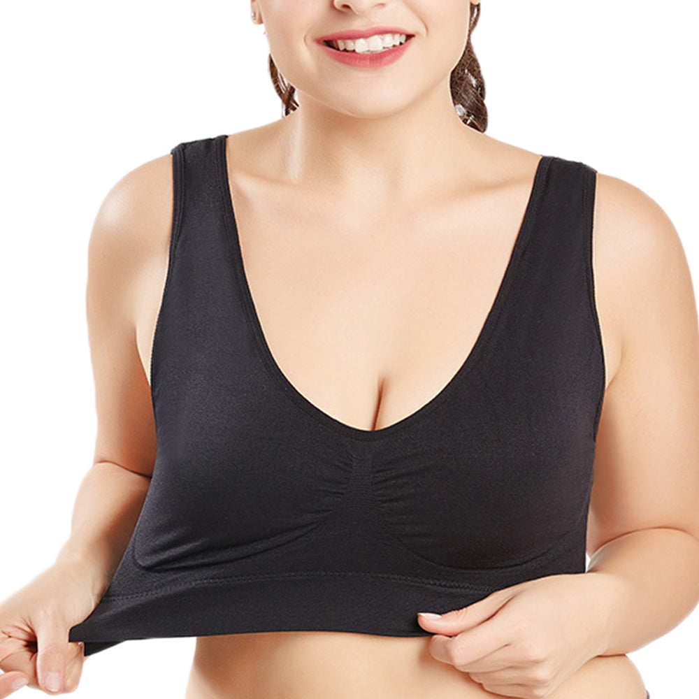 3Pcs Womens Seamless Comfortable Yoga Sports Lace Bras-White, Cuticolour, Black