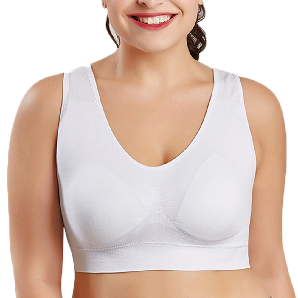 3Pcs Womens Seamless Comfortable Yoga Sports Lace Bras-White, Cuticolour, Black