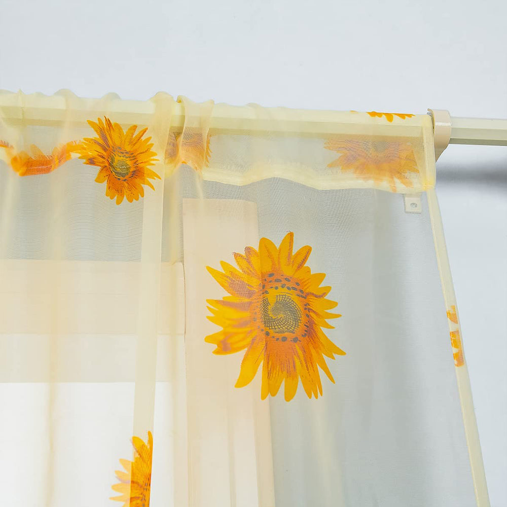 Pair of Floral Sunflower Window Curtains
