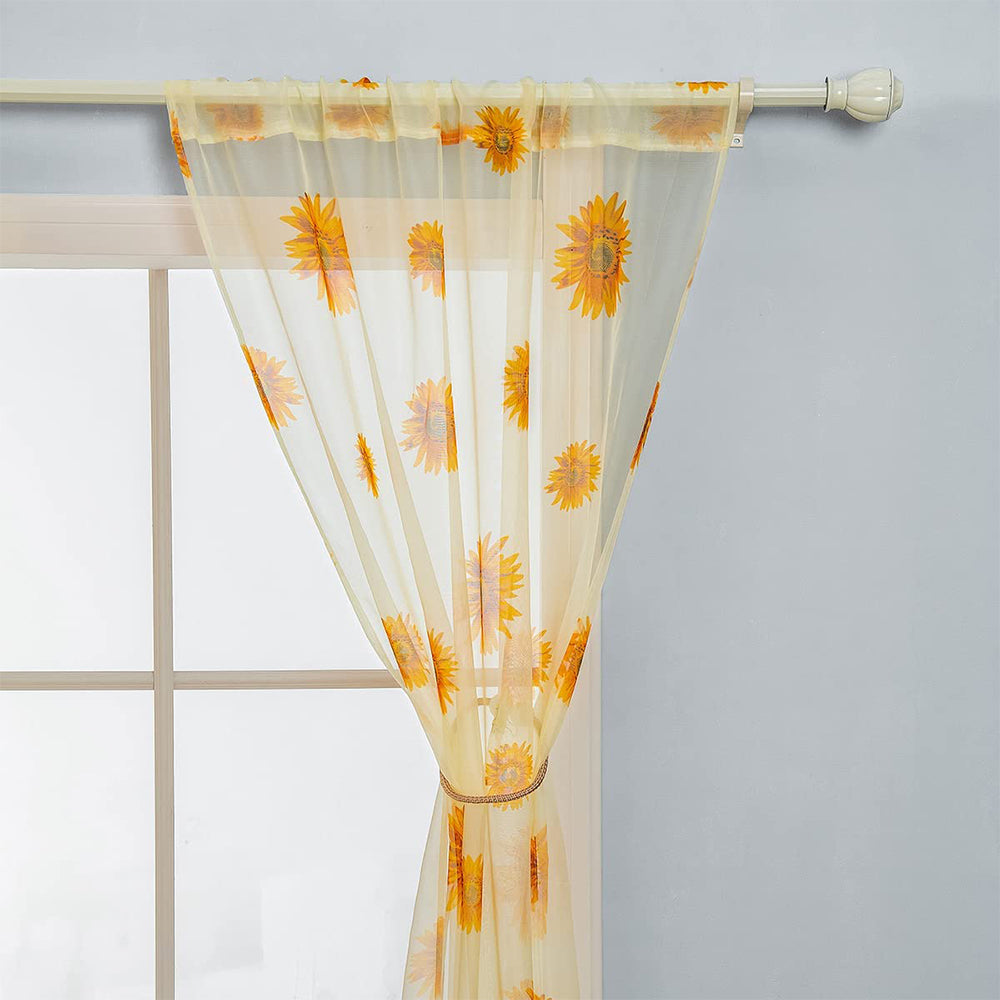 Pair of Floral Sunflower Window Curtains