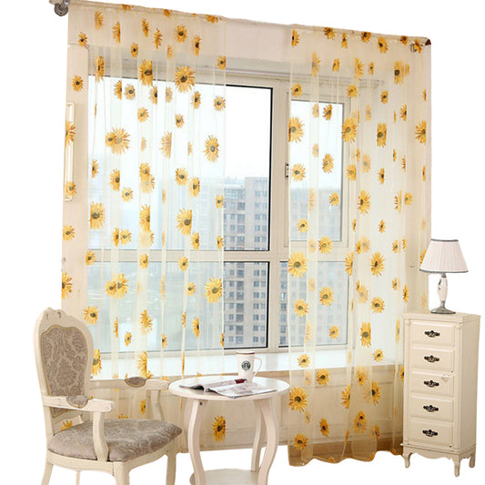 Pair of Floral Sunflower Window Curtains