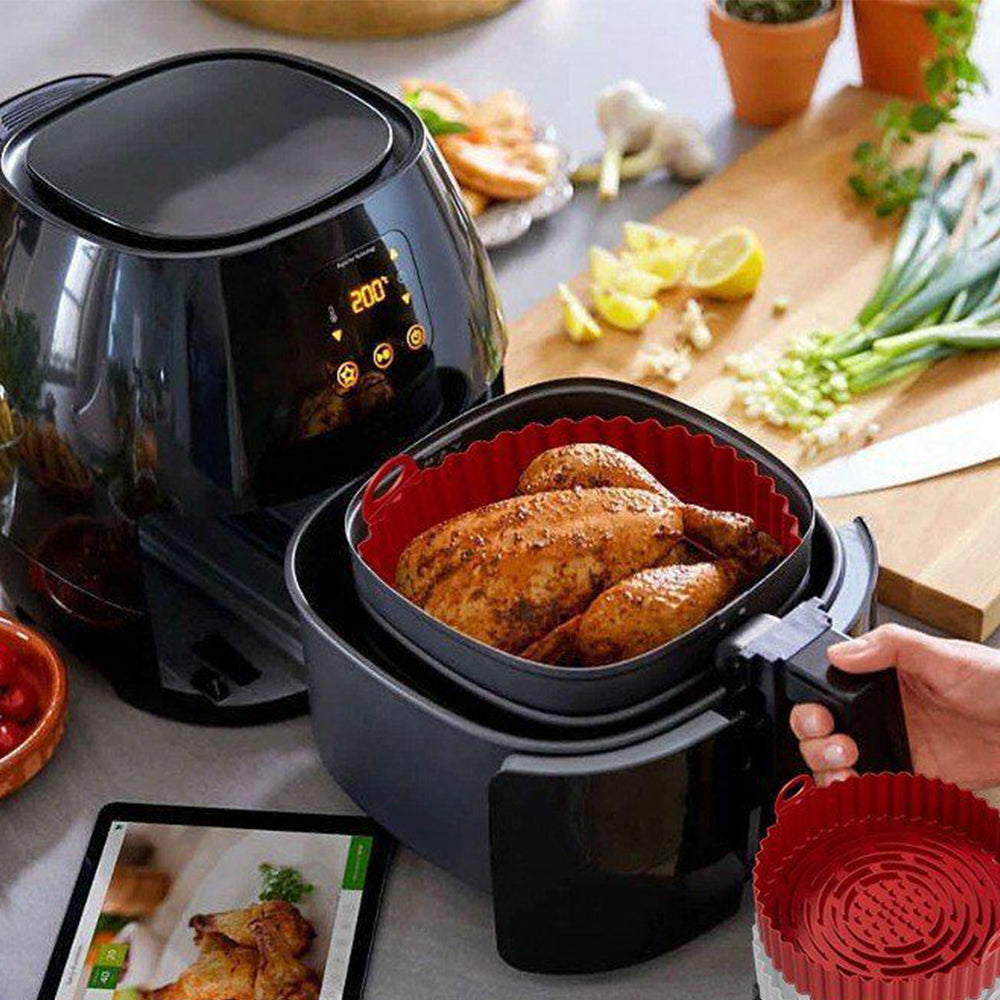 2Pcs Reusable Air Fryer Silicone Round Liners