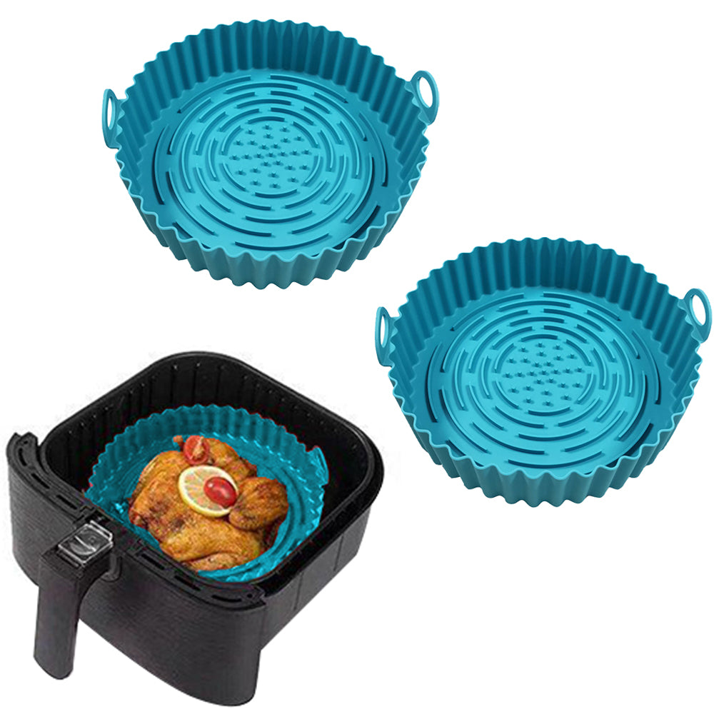 2Pcs Reusable Air Fryer Silicone Round Liners