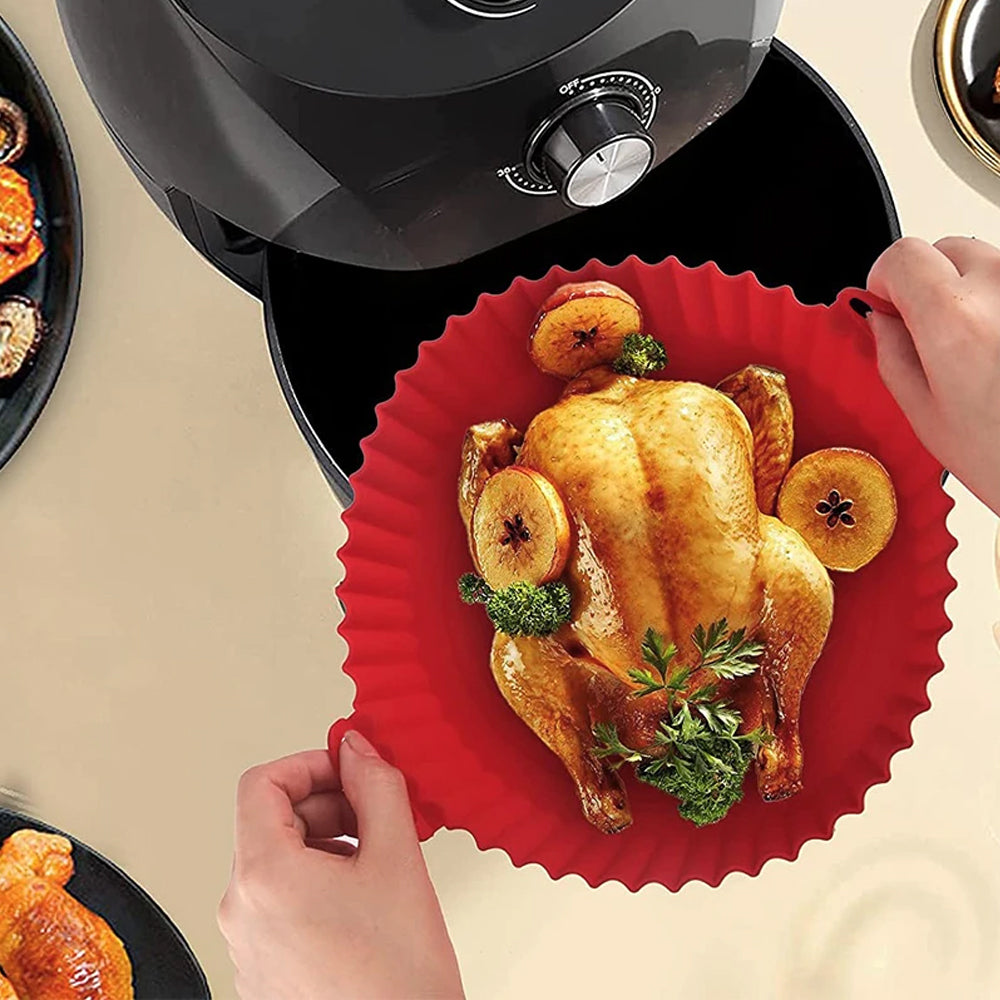 2Pcs Reusable Air Fryer Silicone Round Liners