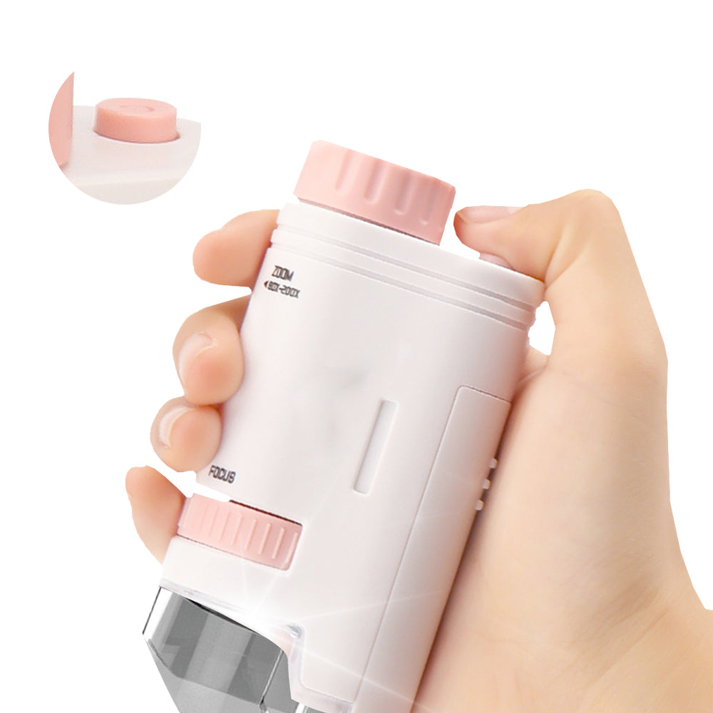 80X-200X Magnifying Mini Educational Microscope with Base Kids Science Toy Kit