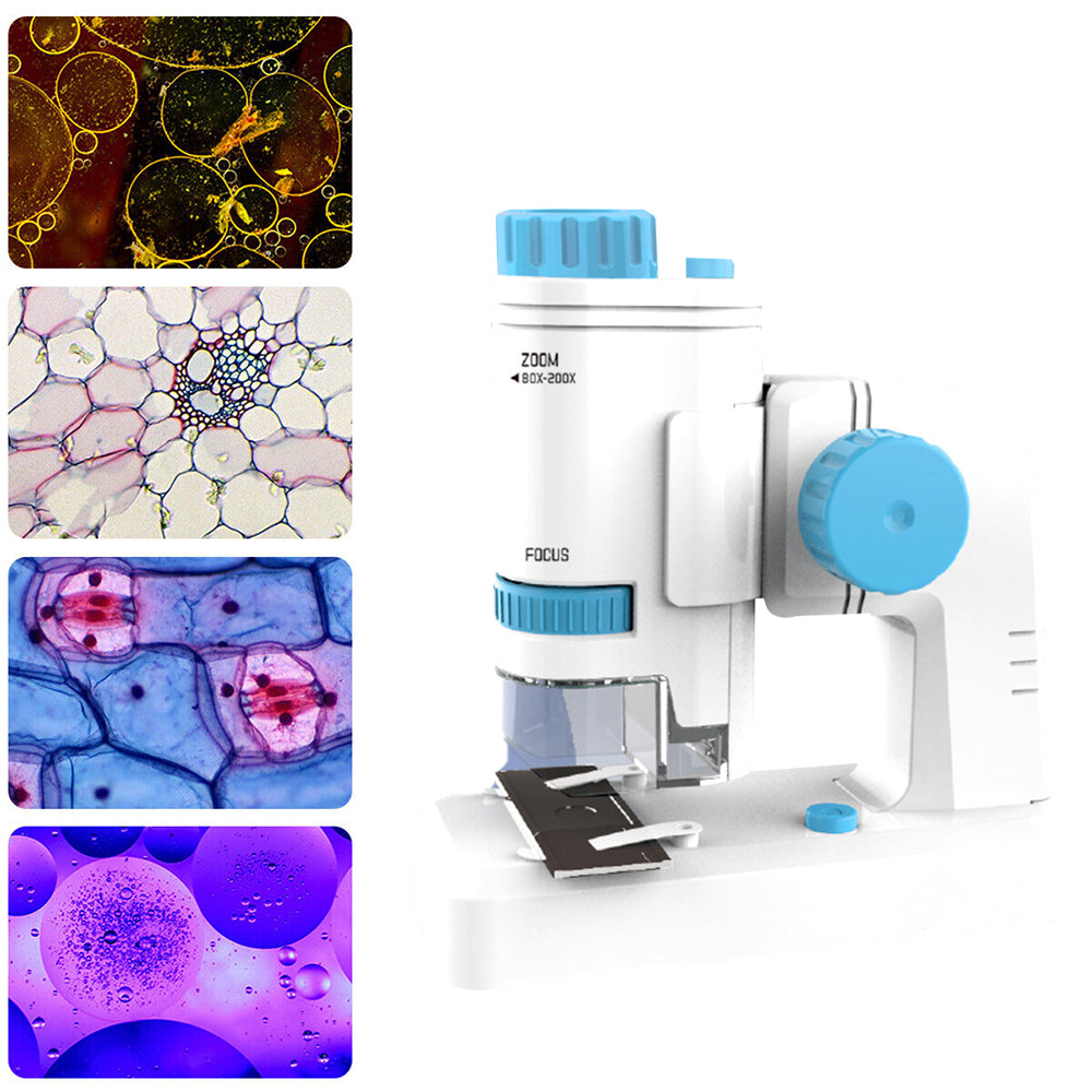 80X-200X Magnifying Mini Educational Microscope with Base Kids Science Toy Kit