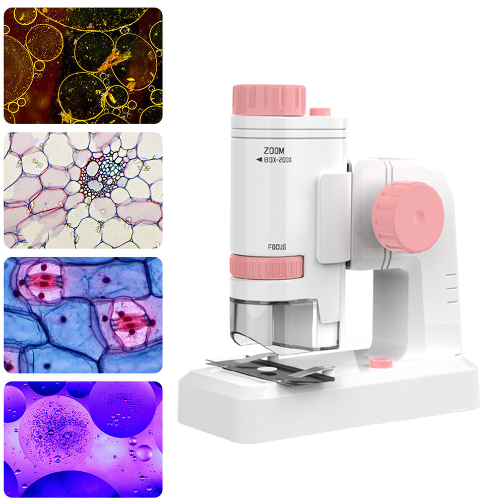 80X-200X Magnifying Mini Educational Microscope with Base Kids Science Toy Kit