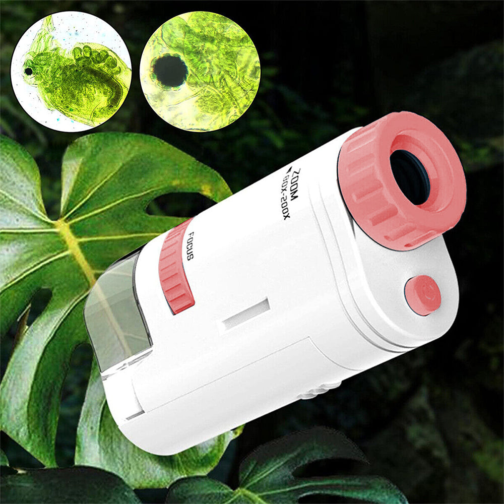 80X-200X Magnifying Mini Educational Microscope with Base Kids Science Toy Kit