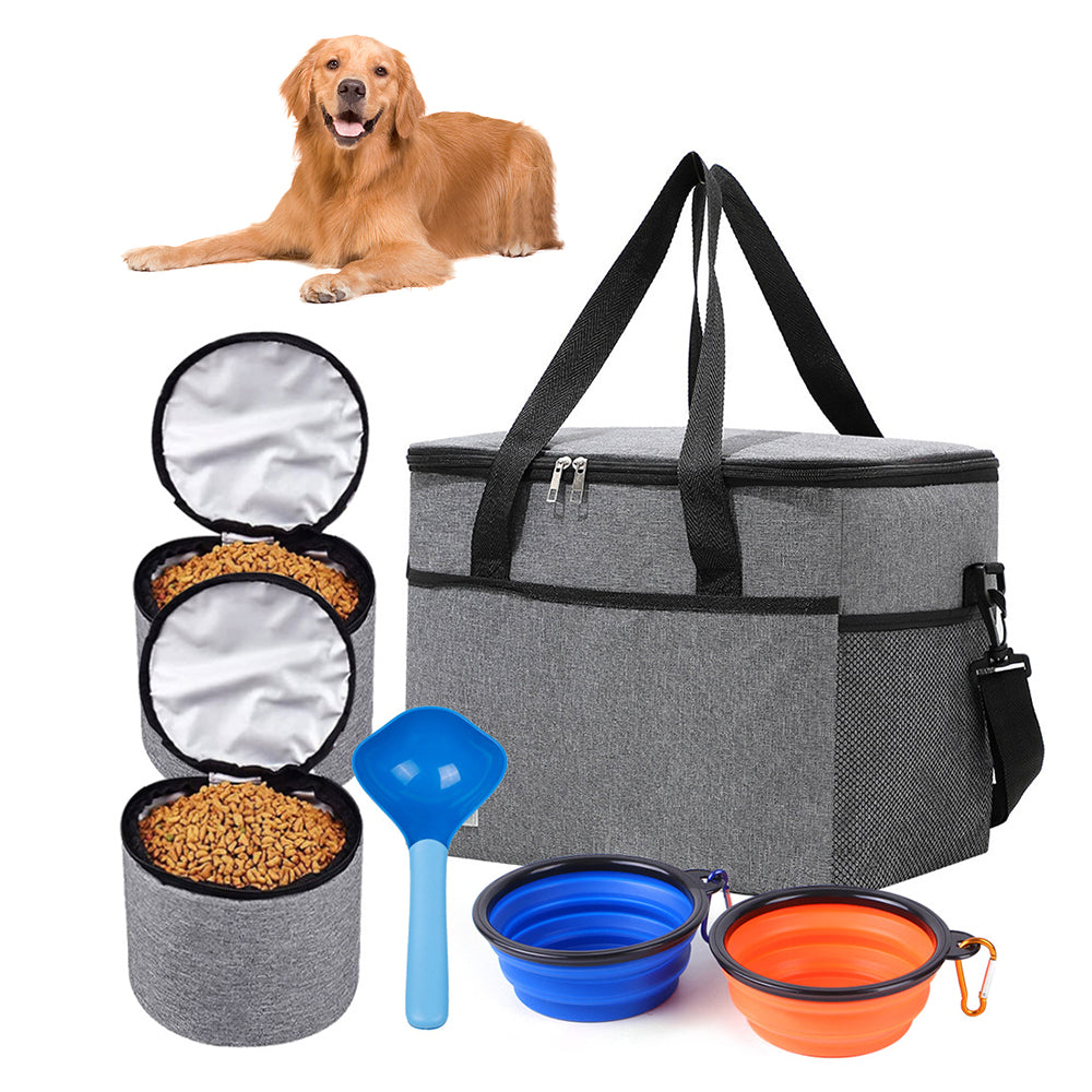 Set of 6Pcs Pet Travel Food Storage Bag with 2 Collapsible Bowls