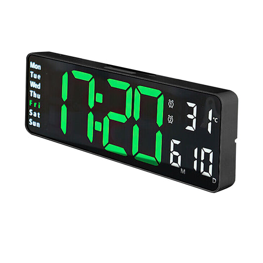 13 Inch LED Wall Mounted Digital Alarm Clock with Temperature Calendar Display