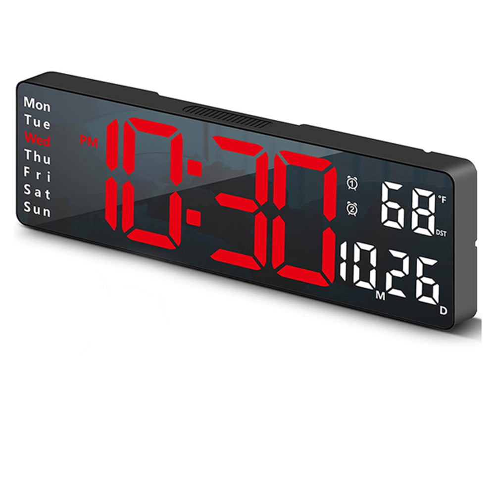 13 Inch LED Wall Mounted Digital Alarm Clock with Temperature Calendar Display