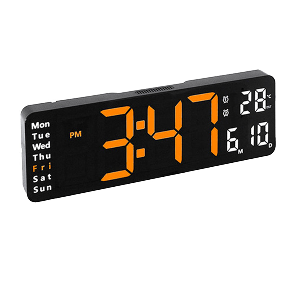 13 Inch LED Wall Mounted Digital Alarm Clock with Temperature Calendar Display