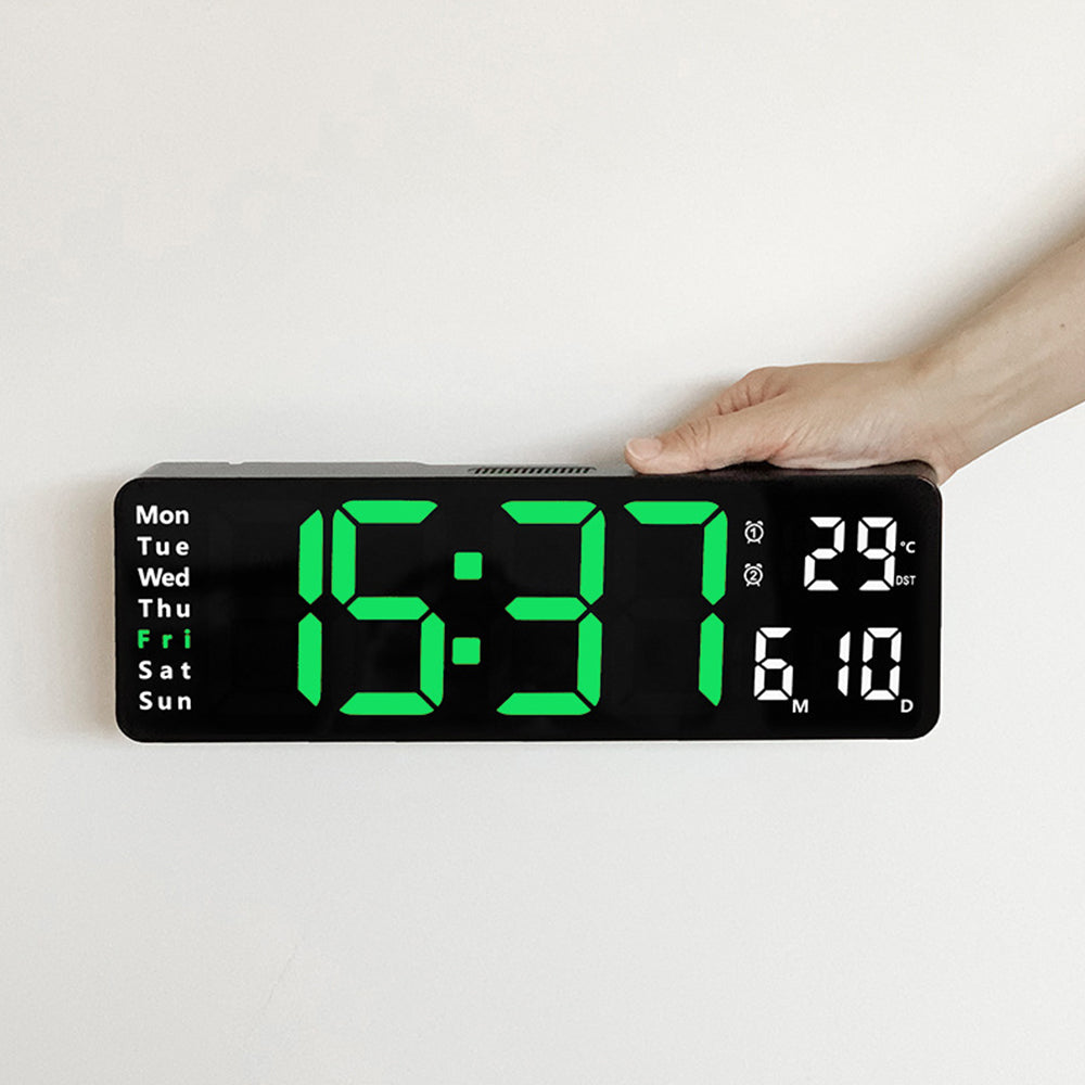 13 Inch LED Wall Mounted Digital Alarm Clock with Temperature Calendar Display
