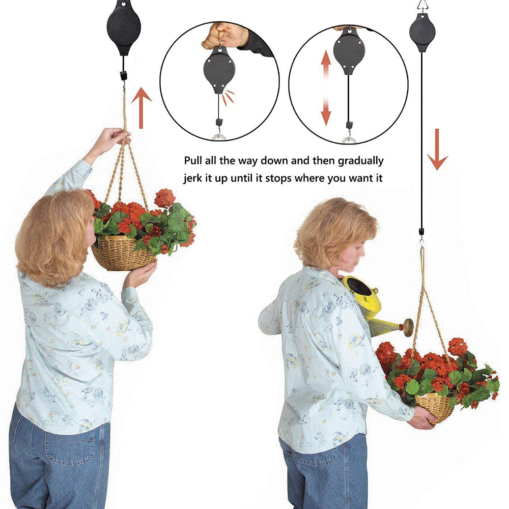 2Pcs Plant Hanger Flower Pulley Hook Hanging Retractable Garden Plant