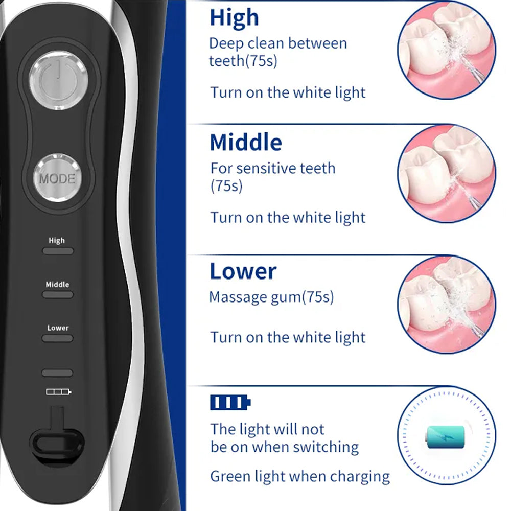Cordless Electric Water Flosser Dental Teeth Cleaner with 7 Heads