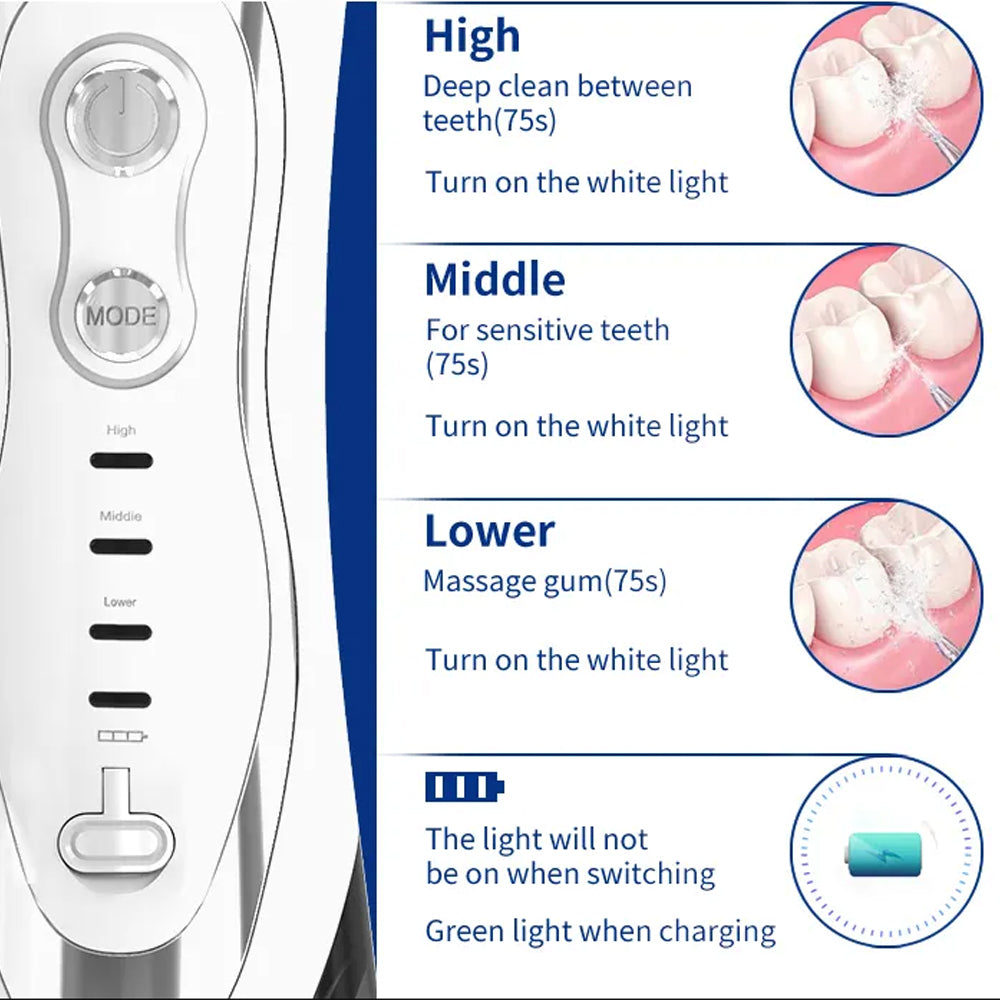 Cordless Electric Water Flosser Dental Teeth Cleaner with 7 Heads