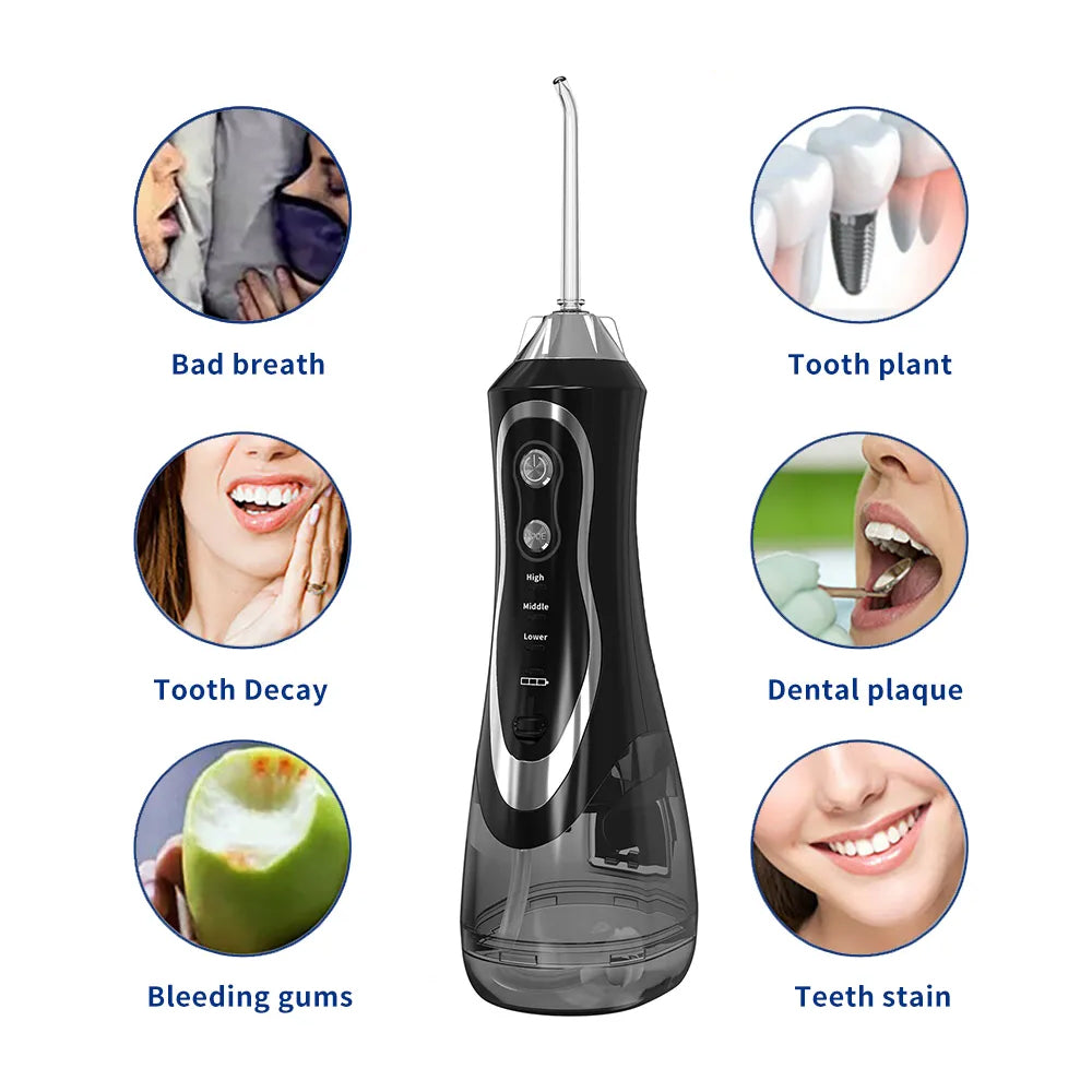 Cordless Electric Water Flosser Dental Teeth Cleaner with 7 Heads