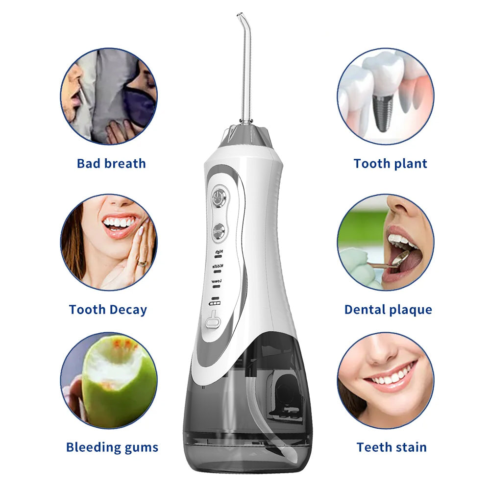 Cordless Electric Water Flosser Dental Teeth Cleaner with 7 Heads
